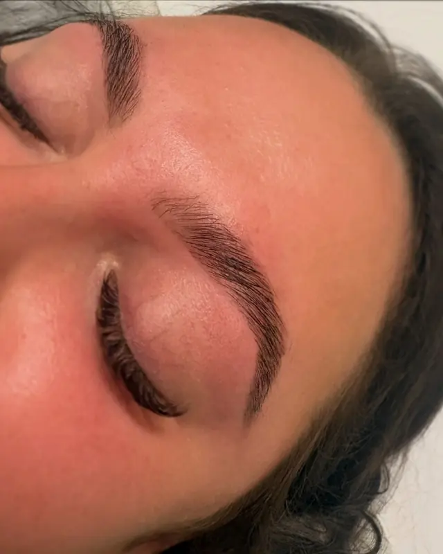 Close view of a full laminated brow