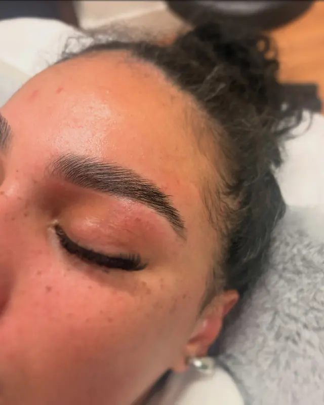 Close view of a client’s brow after lamination